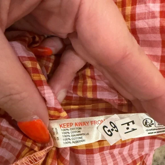 Anthropologie 100% Cotton Pink and Coral Gingham Smocked Romper - Picture 12 of 14